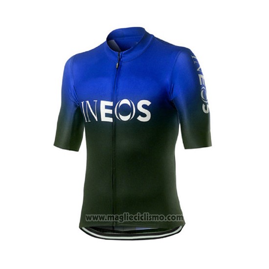 2019 Abbigliamento Ciclismo Castelli Ineos Nero Blu Manica Corta e Salopette